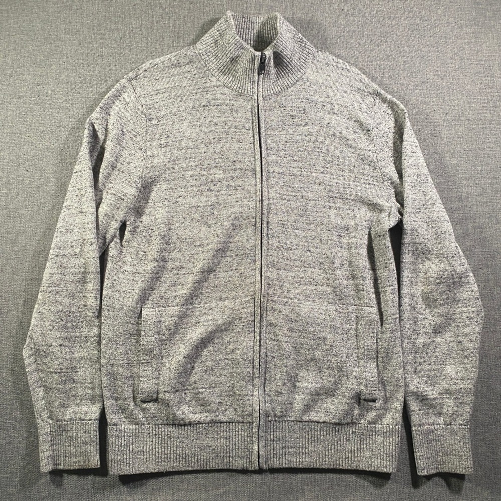 GAP Mens Marled Gray Full Zip Mock Neck Sweater Jacket Size M